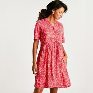 Joules Ella Angled Seamed Dress - Red Love Leopard Size 12
